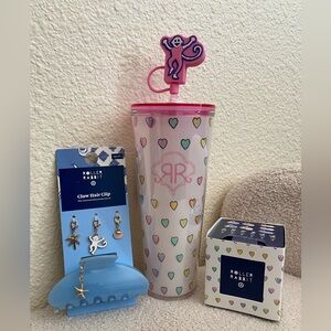 Roller Rabbit Heart Tumbler, Hair Clip Set & mystery box - Pink and Blue